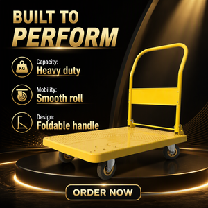 Chariot à plateforme robuste, capacité de charge de 500 kg, quatre roues, rotation à 360 degrés, pliable, chariot de rangement mobile en acier, <span class=keywords><strong>transport</strong></span> d'outils - Product Image 1