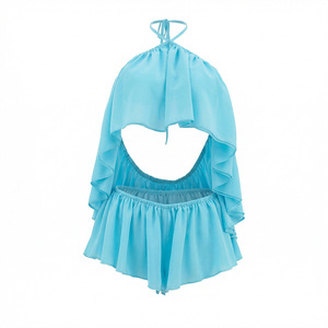 Viviblook Y26ST078 Nouvel ensemble sexy pour femme, très tendance, couleur unie, dos nu, crop top et short, deux pièces pour l'été - Product Image 6