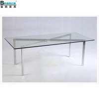 Table basse moderne élégante en verre-dessus clair/base noire-table de cocktail en métal