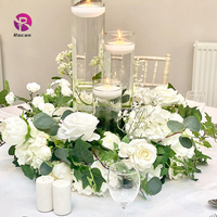 Décoration de table pour événements de mariage Fournitures de fête Bougie blanche verte Arrangement floral centres de table fleurs