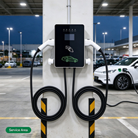 Borne de recharge murale double pour VE, station de charge AC à deux pistolets avec écran, Type 2, IP54, pour garage souterrain et parking en hall