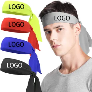 Wholesale Custom Logo Workout Tennis Run Head Edge Scarf Sweatband Sports Elastic Tie Back Headband For Men Women