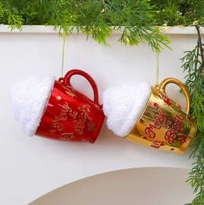 Ornement de Noël en forme de tasse avec dessus en mousse LINGKAI, lettre en relief, pendentif suspendu pour arbre de Noël, décoration festive des fêtes - Product Image 5
