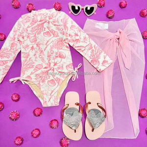 Venta al por mayor de fábrica de alta calidad Hawaiian Soft Girl's UPF 50 + Rash Guard Set Tides Girls Traje de baño de una pieza de manga larga - Product Image 2