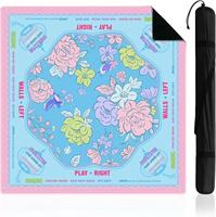 Elegante Tapete de Mahjong Plegable de Caucho Natural con Diseño de Flores Amarillas Estilo Chinoiserie para 4 Jugadores con Bolsa de Transporte Negra