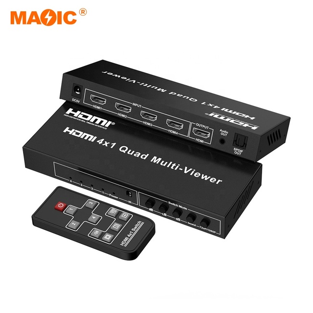 1080P Full Hd Hdmi 4x1 Quad Multiviewer HDMI KVM Switcher HDMI SwitchWith IR Remote for TV PC