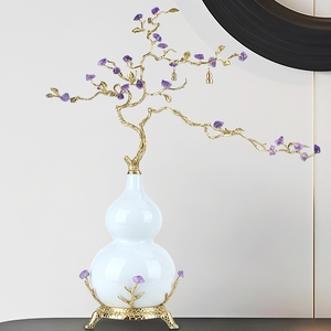 Entrance hall side entrance purple <b>crystal</b> lotus-shaped money <b>tree</b> decorative item for new Chinese-style living room wall niche - Product Image 3
