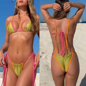 Nouvelle Collection 2025 – Ensemble Bikini Sexy Respirant en Dentelle à Bretelles Croisées, Maillot de Bain Deux Pièces Triangle avec Motif Imprimé pour Femme - Product Image 4