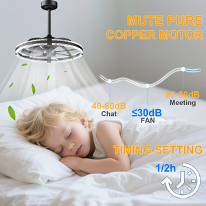 24'' Energy Saving Downrod <b>Ceiling</b> Fan with <b>Light</b> 3000K-6500K Stepless Dimmable LED Fandelier for Bedroom Home <b>office</b> - Product Image 4