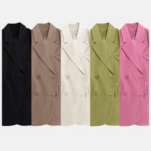 The New Casual Solid Color <b>Pockets</b> Suit Collar <b>Plastic</b> Button Women Fashion - Product Image 2