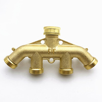 Adaptateur de raccord de tuyau d'arrosage en laiton robuste à 4 voies de 3/4 pouce avec 4 joints toriques en caoutchouc supplémentaires