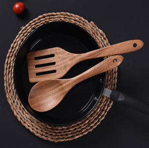Juego de cucharas y tenedores de madera de teca de bambú ecológico, utensilios de cocina para uso doméstico - Product Image 2