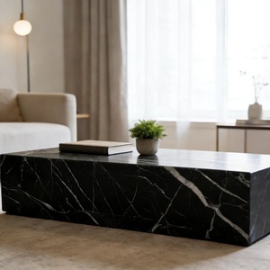 <span class=keywords><strong>Tavolino</strong></span> da Caffè <span class=keywords><strong>Moderno</strong></span> di Lusso Personalizzato in Marmo con Base Nera in Pietra Naturale per Arredamento Soggiorno e Tavoli Centrali con Piedistallo - Product Image 5