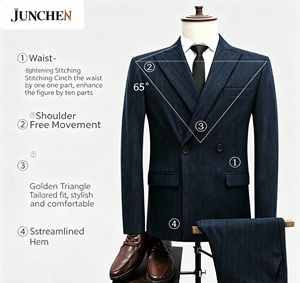 Completo Elegante da <span class=keywords><strong>Uomo</strong></span> Stile K-drama, Giacca e Pantaloni su Misura, Abbigliamento Formale da Lavoro per <span class=keywords><strong>Uomo</strong></span> - Product Image 6