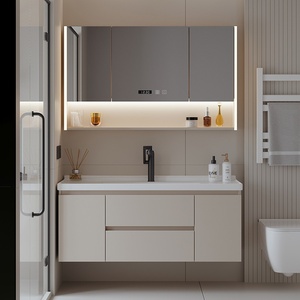 Cream Style Bathroom Vanity Set with Ceramic Integrated Basin for Bathroom Washroom Smart Mirror Cabinet - Product Image 1