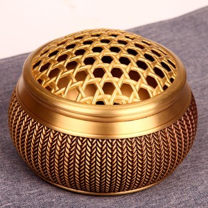 Quemador de Incienso Extra Grande de Cobre Puro y Ratán, Bandeja para Incienso de Sándalo Estilo Suzhou, Quemador de Incienso para Interiores del Hogar, Creativo - Product Image 1
