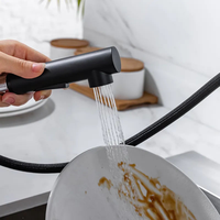 Robinet de cuisine moderne en acier inoxydable brossé or et noir, avec cartouche céramique, poignée unique, design de luxe à ressort extractible