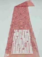 Tissu en dentelle perlée de luxe NI.AI, tulle brodé avec des paillettes et des perles pour les fêtes et les mariages