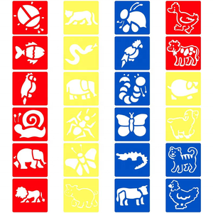 Lot de 24 pochoirs animaux <span class=keywords><strong>IWILL</strong></span> pour enfants, 14x15cm, pochoirs à craie pour trottoir, motifs personnalisables, logo, ensemble de dessin et peinture coloré - Product Image 2