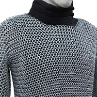 Coif d'armure médiévale antique en chaîne, en acier à maillons, articles décoratifs rustiques en métal