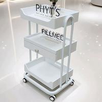 Chariot de Salon Moderne à Tiroirs, Plateau en Acrylique, 4 Roues, pour Outils de Beauté, Design Minimaliste, Facile à Déplacer, Robuste, pour Hôtel et Salon