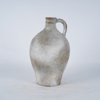 Vase en terre cuite vieilli style Wabi Sabi Lian Da, avec une seule poignée, en céramique, pour fleurs séchées, décoration d'intérieur.