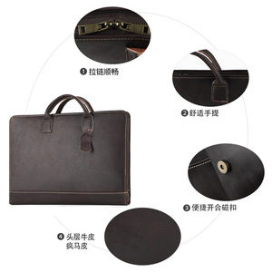 Joyir Genuine Leather <b>Briefcase</b> 15.6 Inch Multi Functional Business Bag For Men - Product Image 3