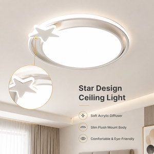 Modern Led Ceiling Light 50W Round Acrylic Flush Mount <b>Remote</b> Control Tri Color Dimmable For Bedroom Living Room - Product Image 2