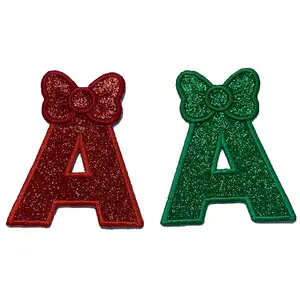 वर्दी कढ़ाई पैच के लिए अक्षरों पर थोक लोहा एक पत्र ग्लिटर एपलिक पत्र - Product Image 1