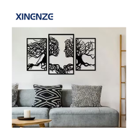Décoration murale personnalisée 3D à suspendre en fer Enseigne en métal Style Art déco avec cadre motif tissu en cuivre Décoration murale islamique
