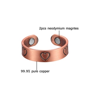 Bagues magnétiques tendance en forme de cœur unisexe pour le soulagement de l'arthrite, la santé des articulations, l'amélioration du sommeil, la guérison, bijoux ajustables et à la mode - Product Image 2