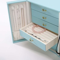 Boîte à bijoux haut de gamme, boîte de rangement à bijoux à tiroirs rigides multicouches avec inserts fonctionnels personnalisés, design de poignées en métal de luxe