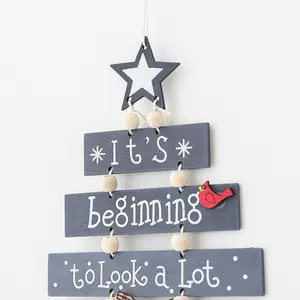 Wooden Christmas Wall Mounted Word Ornaments For Decor Window Scene Layout Decoration Props