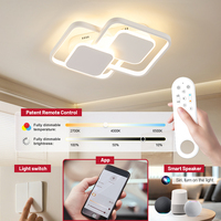 Plafonnier LED rectangulaire moderne en métal pour salon et chambre, dimmable, IP44, alimentation CA, avec télécommande, AC 165-265V