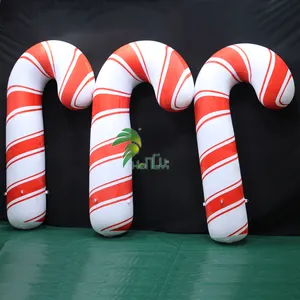 Christmas Advertising Inflatable Candy Cane With Furry Cover Yard Inflatable Candy Balloon