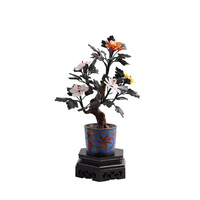 Décoration de maison de luxe faite à la main artificielle colorée pierre de jade pivoine fleur arbre