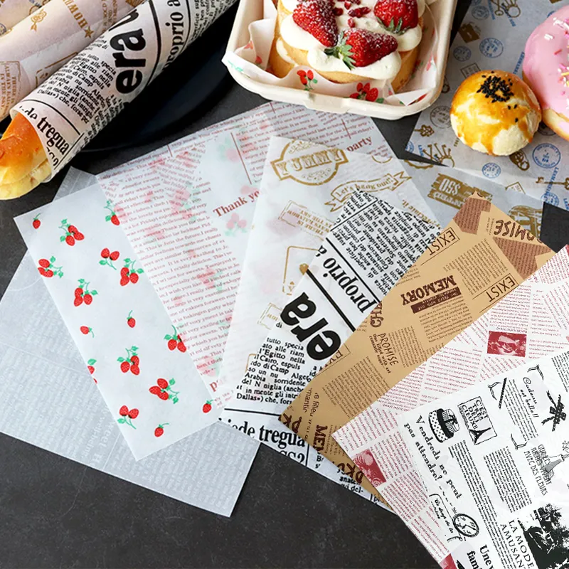 Papier d'emballage personnalisé pour pain sandwich hamburger papier sulfurisé écologique pour la cuisson emballage alimentaire papier ciré huilé jetable