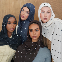 Foulard Hijab Personnalisé FRC à Pois Imprimés en Modal – Vente en Gros pour Femmes Musulmanes – Écharpe Légère et Respirante en Modal de Bambou Doux – Châle et Voile pour la Tête
