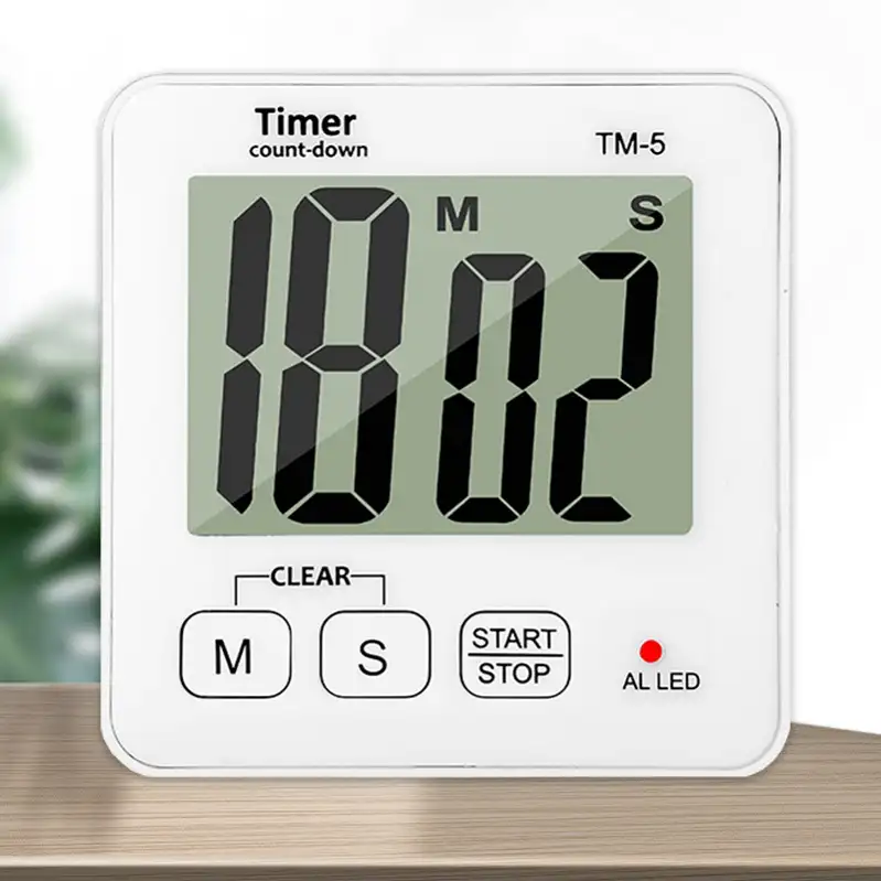 Кухонные часы с ЖК-дисплеем, цифровой таймер для приготовления пищи, обратный отсчет, белый цвет