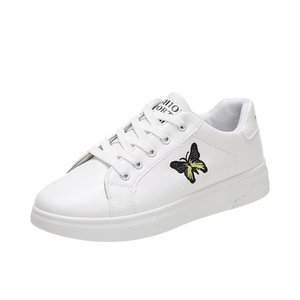 Zapatillas Blancas con Cordones y Mariposas Bordadas, Punta Redonda, Forro Rosa, Zapatos de Vestir para Todas las Temporadas - Product Image 2