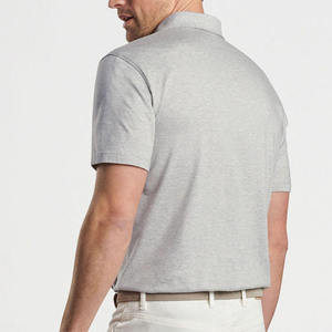 Men's Gray Short Sleeve Shirt Solid Color Knitted Cotton Casual Wear Breathable Regular Fit - Product Image 5