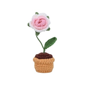 Flor eterna de imitación de ganchillo con hilo tejido a medida en maceta, decoración para interiores y coches, pequeña, superventas transfronteriza - Product Image 4
