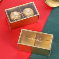 Boîte-cadeau en papier pour chocolat de luxe, écologique, réutilisable, avec fenêtre transparente, pour l'emballage de truffes, présentoir de vente au détail, Saint-Valentin
