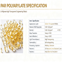 Granulés de Polyarylate Vierge (PAR) Haute Transparence Résistance aux UV Matière Première Plastique Technique Qualité Moulage par Injection pour LED