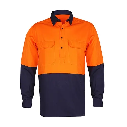 Wholesale Price Hi Vis Shirts 100% Cotton Twill Safety Workwear Long Sleeve Construction Work Wear Mens Work Clothes