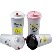 Gobelet en plastique PP transparent à paroi simple de 700 ml avec couvercles pour thé au lait, logo personnalisé, jetable