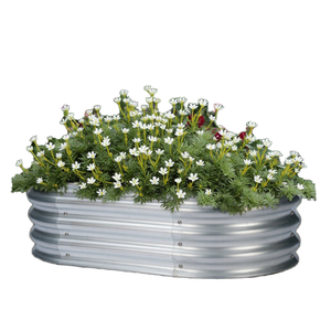 현대 야외 아연 도금 금속 대형 정원 재배자 가정 및 보육 화분 사용을위한 유약 제기 침대 화분 스탠드 - Product Image 1