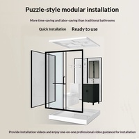 Cabine de douche intégrale haut de gamme, durable et écologique, avec toilettes, séparation sec/humide, en acier, à poser au sol, pour écoles et hôpitaux
