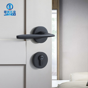 Jiehao Lever Lock Brass Door Handle With Key Slotting Installation For Interior Bedroom Modern Minimalist Design Gold Finish - Product Image 3