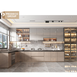 Proyecto de Villa Independiente en Forma de <span class=keywords><strong>L</strong></span>, Juego de Muebles de Cocina de PVC Impermeables, Diseño Moderno, Muebles de Cocina para el Hogar, Almacenamiento de Cocina - Product Image 2